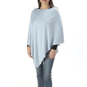 DH PEARLS Ultra Soft Silver Blue Pearl Trimmed Poncho